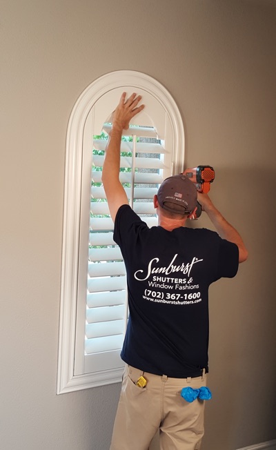 Shutter install in Sacramento family room